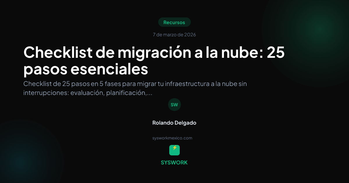 Checklist de migración a la nube | Syswork México