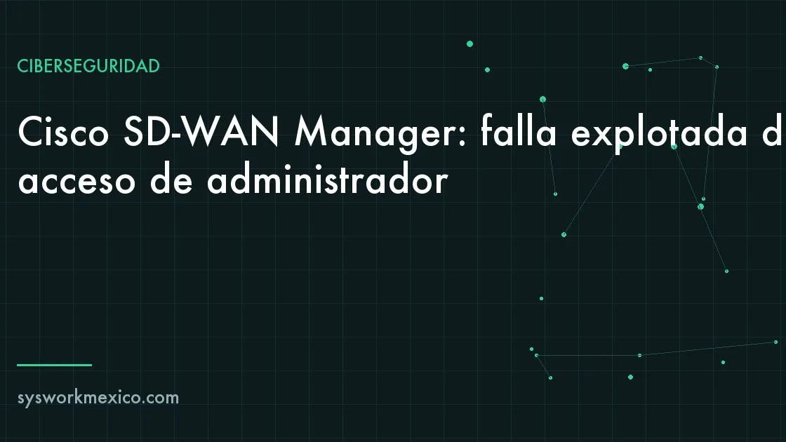 Consola de administración de red con enlaces entre sucursales y una alerta de seguridad crítica