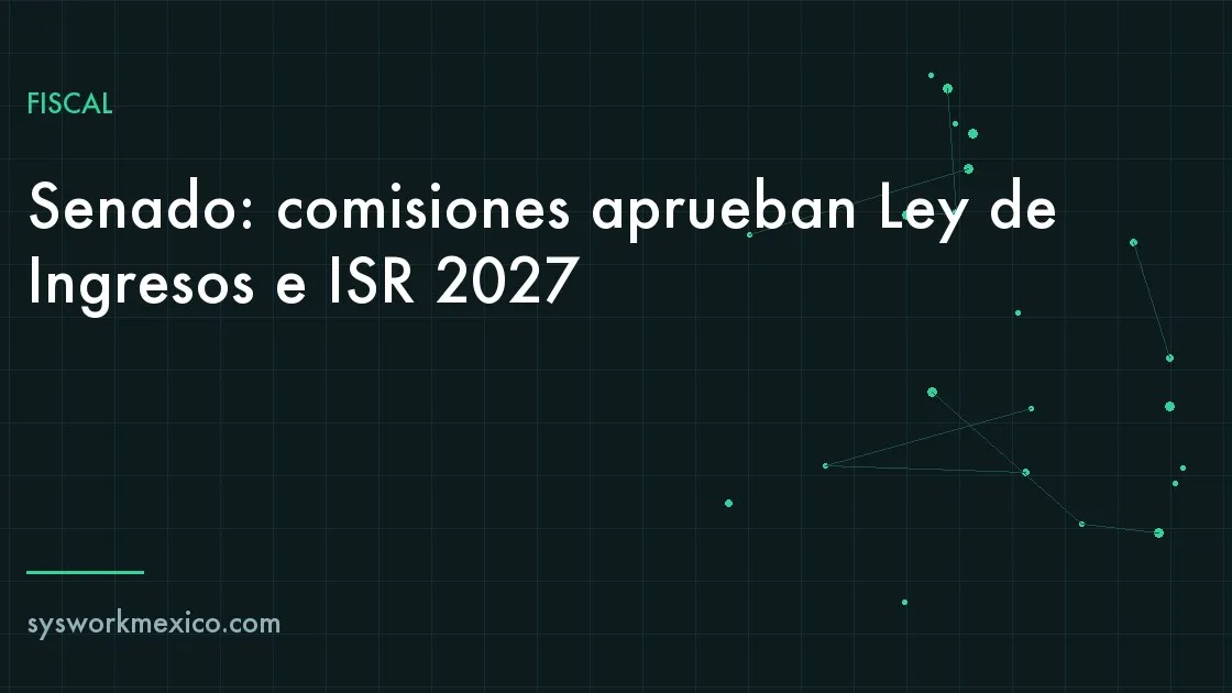 Sala de comisiones del Senado con legisladores votando y carpetas del paquete económico 2027 sobre la mesa