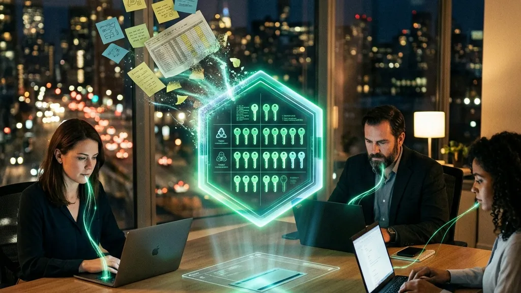 Bóveda digital de contraseñas protegiendo los accesos compartidos de un equipo de trabajo
