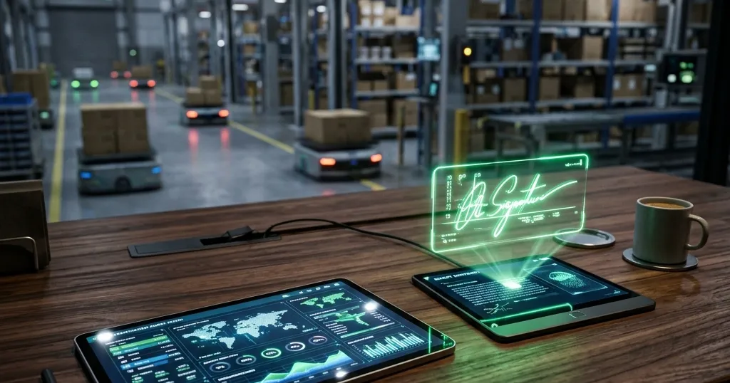 Ilustración de la digitalización del departamento de compras en una empresa