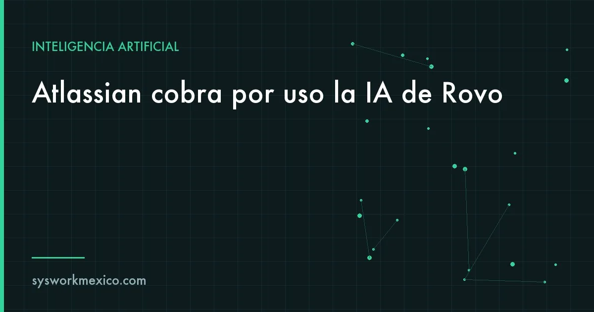 Panel de administración de Atlassian con una gráfica de consumo de créditos de Rovo acercándose al límite mensual y un aviso al 80 por ciento