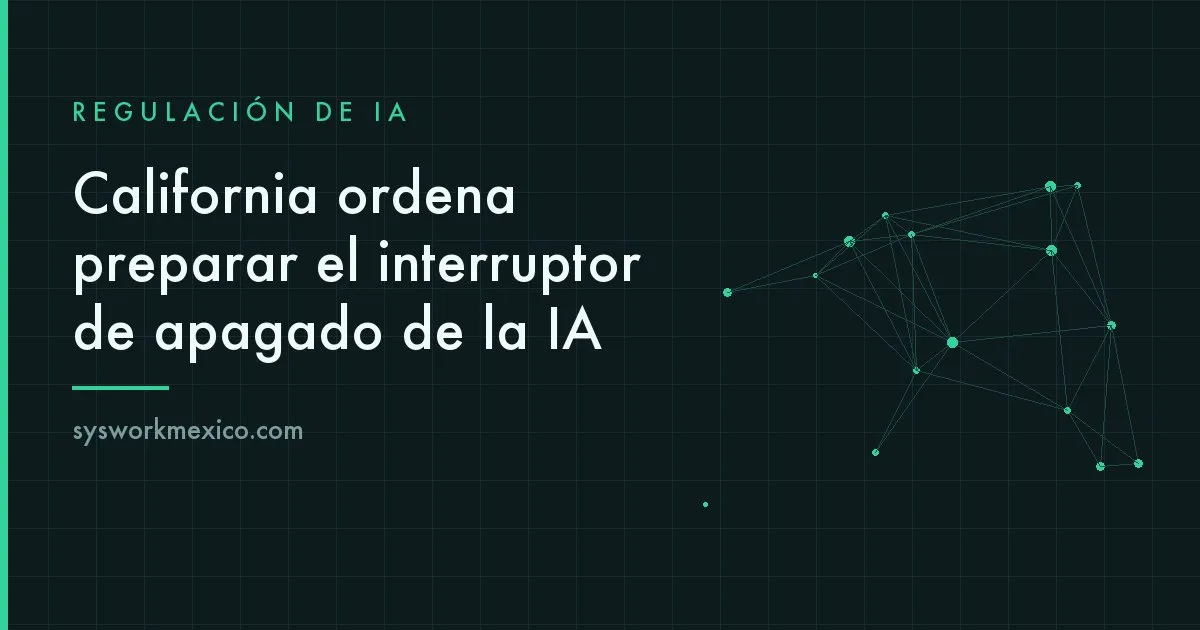 Sala de control con un panel de supervisión de sistemas de inteligencia artificial y un mando de apagado