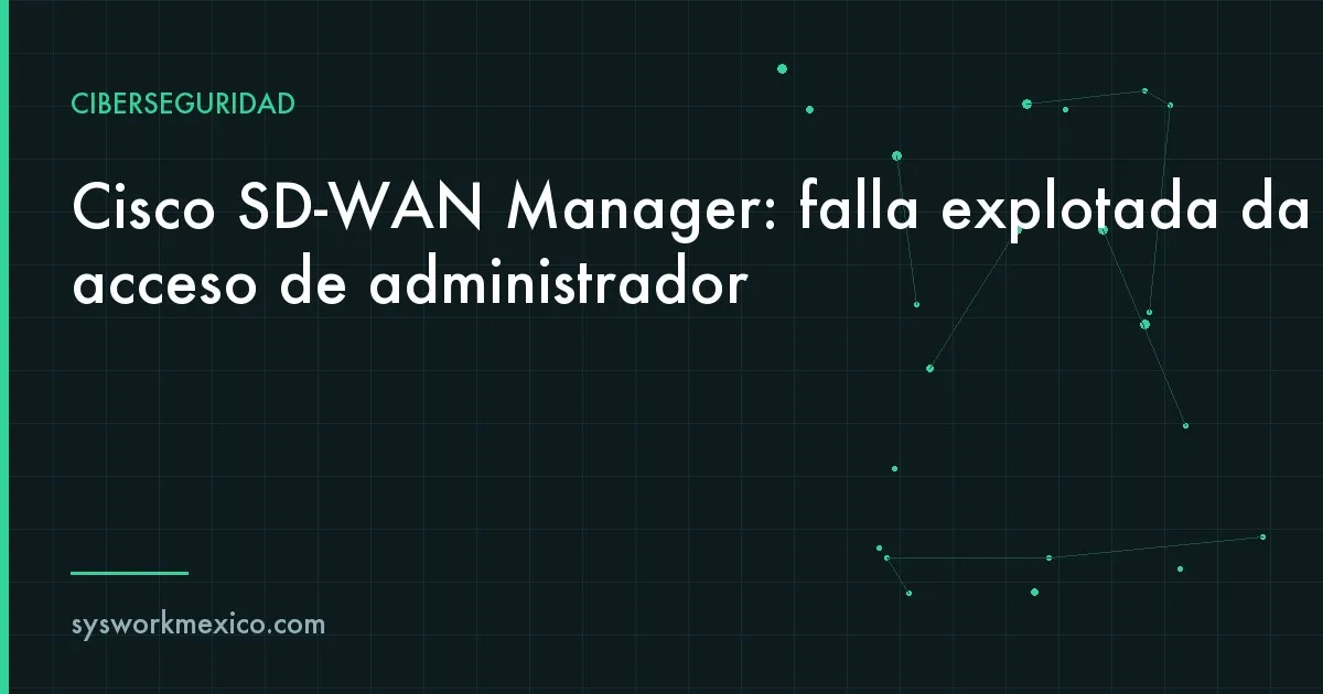 Consola de administración de red con enlaces entre sucursales y una alerta de seguridad crítica