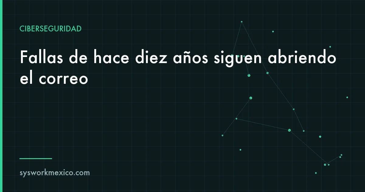 Rack de servidores antiguos con etiquetas de fechas viejas junto a una pantalla con alertas de seguridad