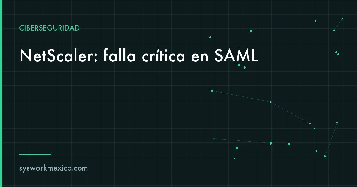 Equipo de red en un rack con la consola de administración mostrando una actualización crítica pendiente