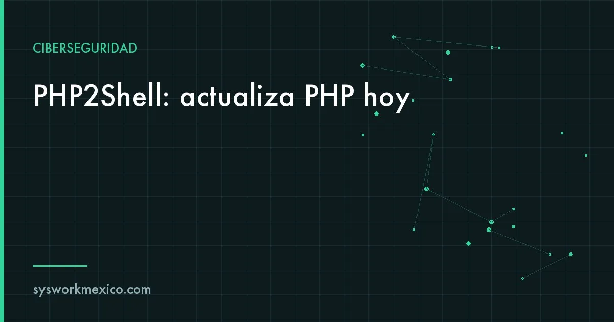 Servidor web con el logotipo genérico de un elefante de código y una alerta roja de ejecución remota