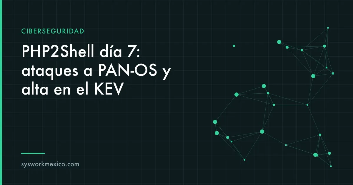 Firewall en un rack de oficina con la consola de administración abierta en una laptop y una alerta roja de ataque en pantalla