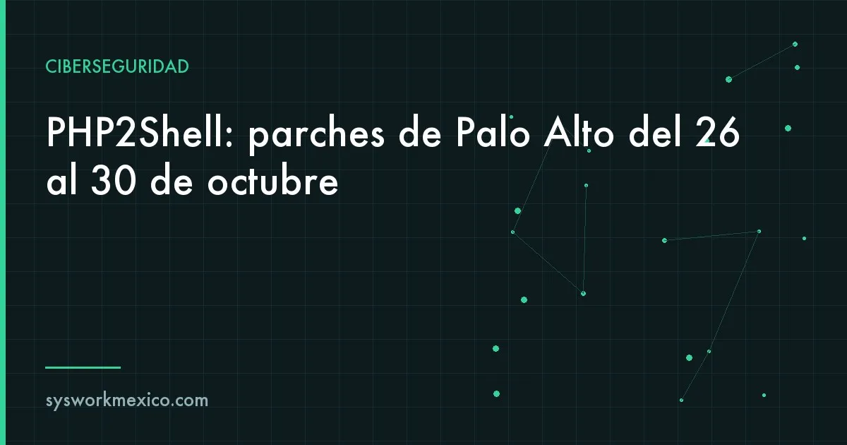 Calendario de fin de octubre con los días 26 a 30 marcados junto a un firewall en un rack de oficina