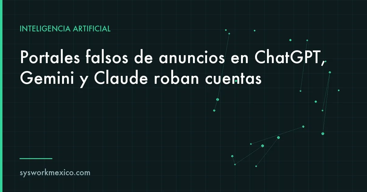 Ventana de inicio de sesión falsa dibujada dentro de una página que imita un portal de anuncios de IA