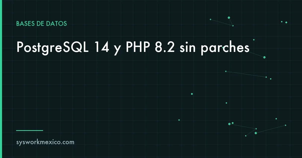 Terminal de un servidor Linux mostrando la versión de PostgreSQL y de PHP junto a un calendario con el 12 de noviembre y el 31 de diciembre marcados