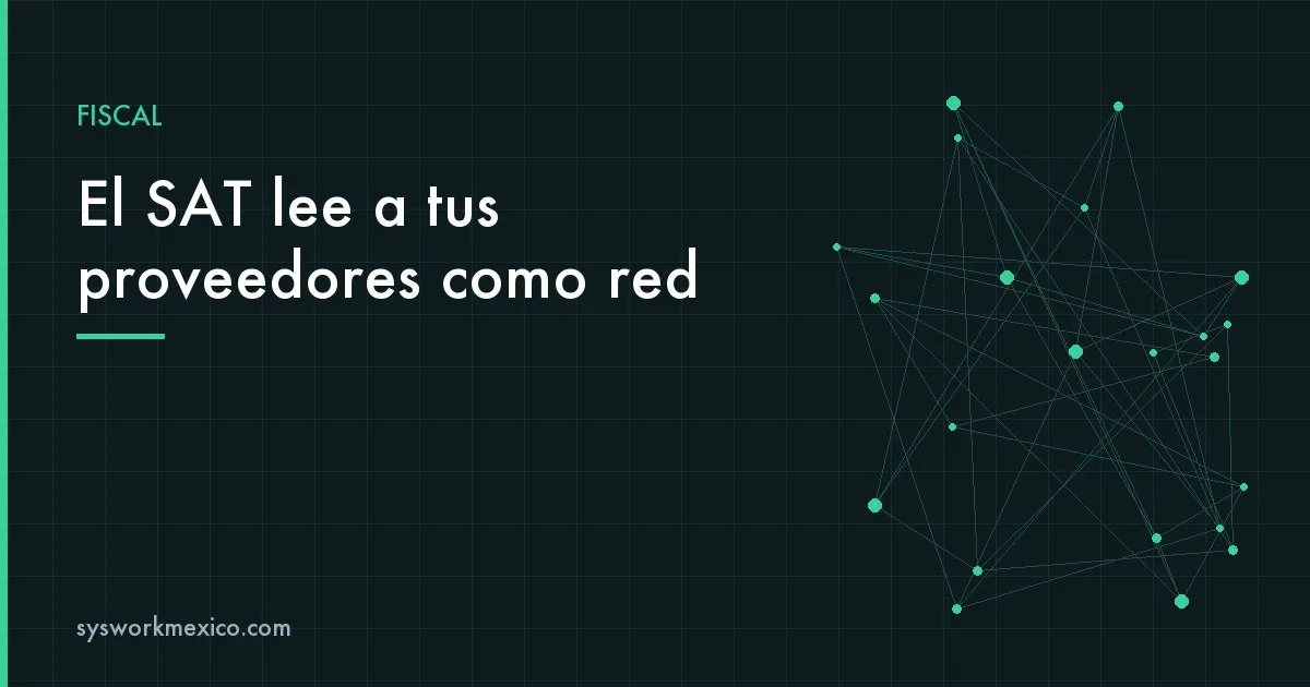 Red de puntos conectados que representa las operaciones entre empresas y proveedores