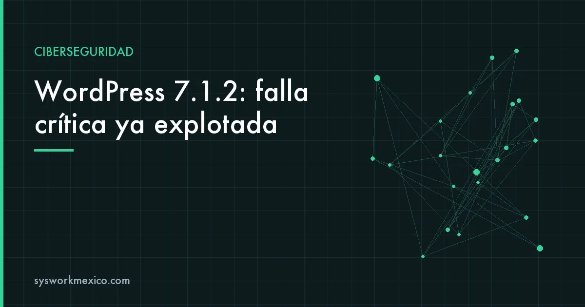 Panel de administración de un sitio web con una alerta de actualización de seguridad pendiente