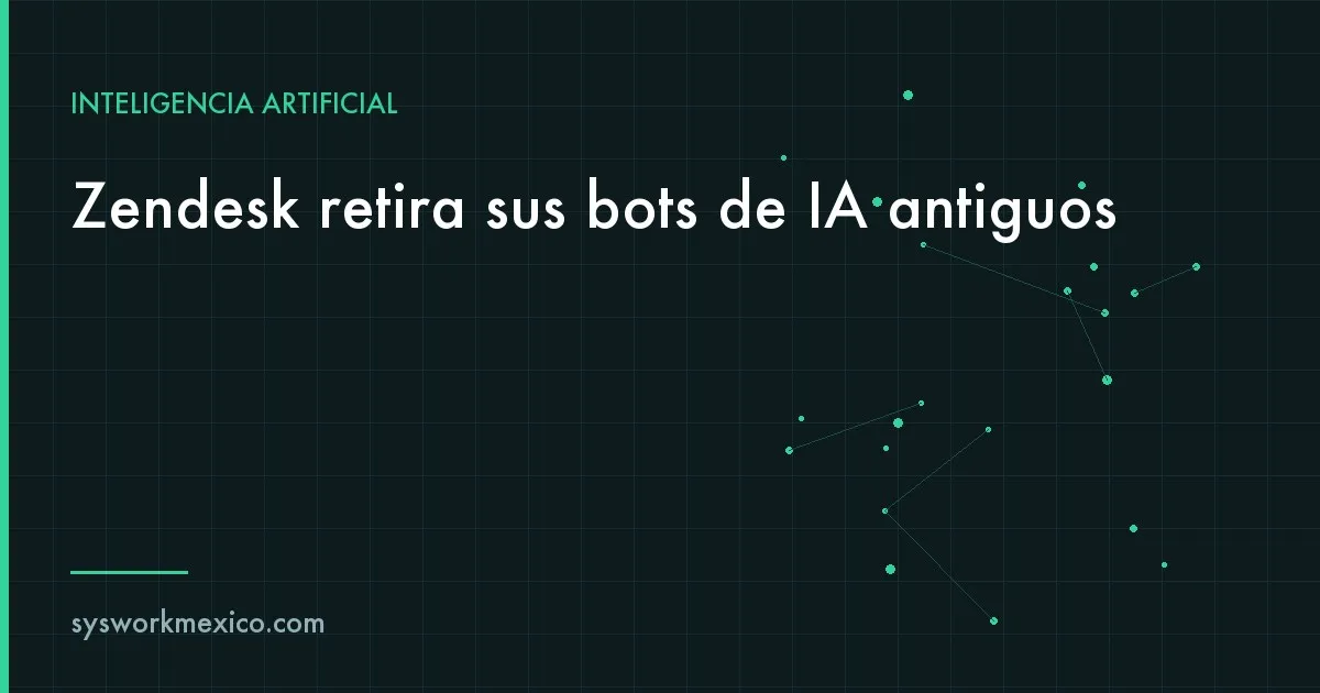 Pantalla de una mesa de ayuda con un chatbot de atención a clientes y un aviso de migración programada para enero de 2027