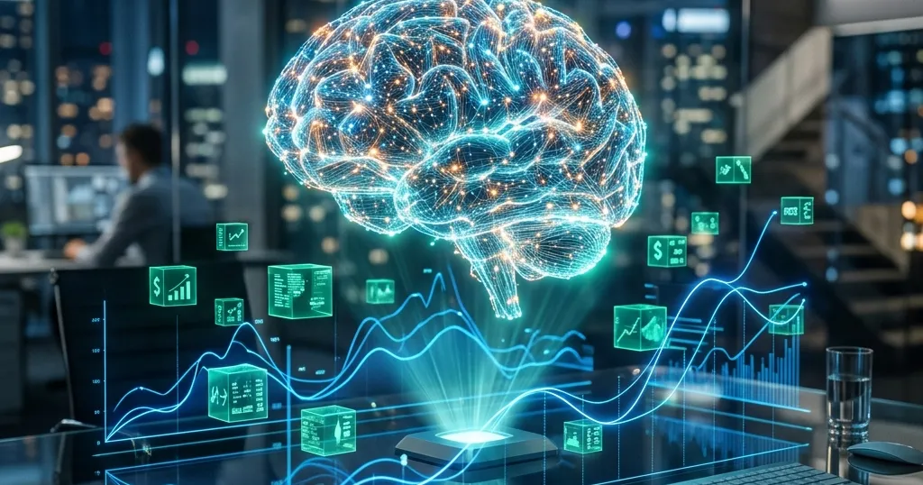 Ilustración conceptual de aplicaciones reales de IA en la empresa