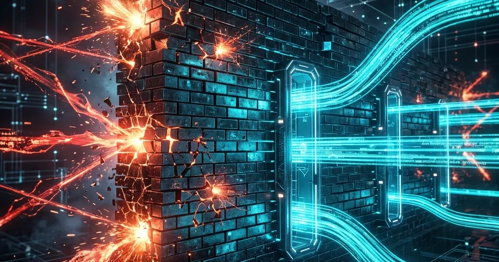 Ilustración conceptual de un firewall UFW protegiendo un servidor Linux
