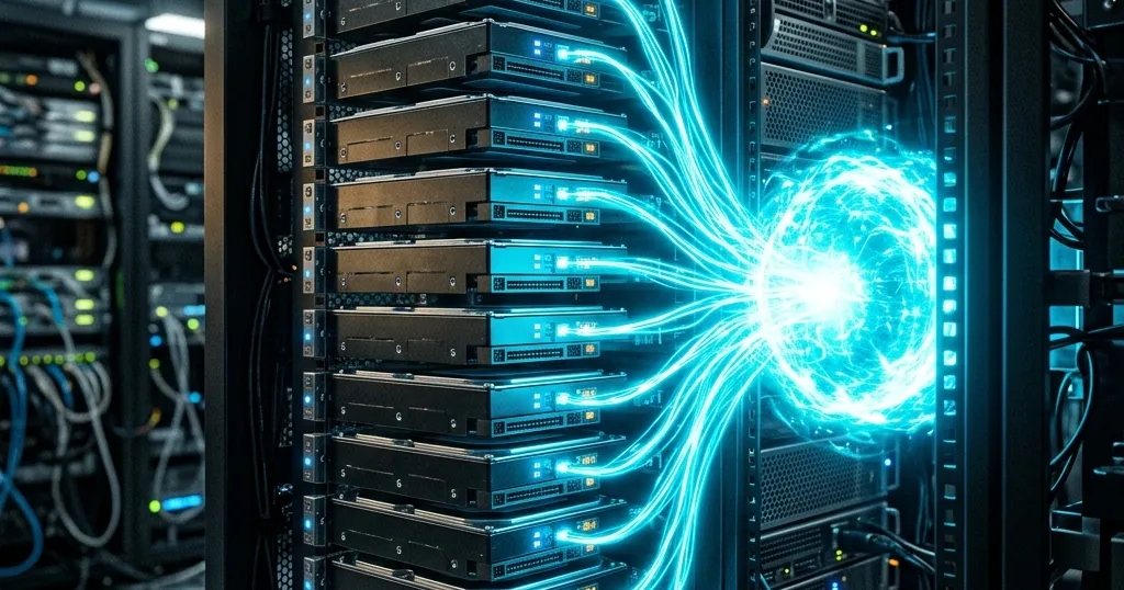 Ilustración de un arreglo RAID por software con discos en un servidor Linux