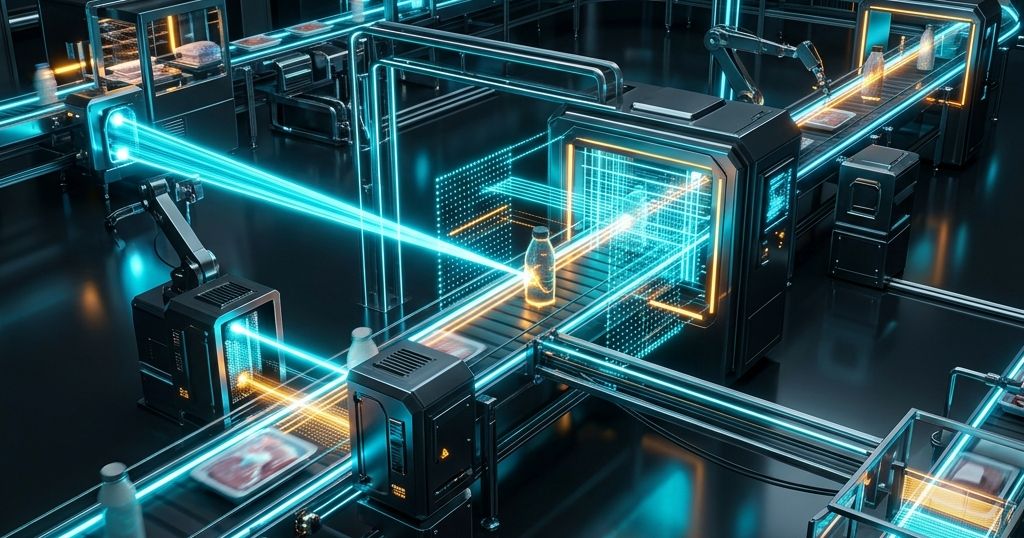 Ilustración conceptual de tecnología para la industria de alimentos y bebidas