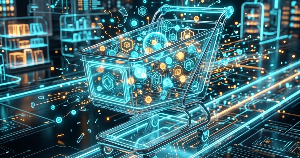 Ilustración de retail y comercio omnicanal con inventario y ventas unificados