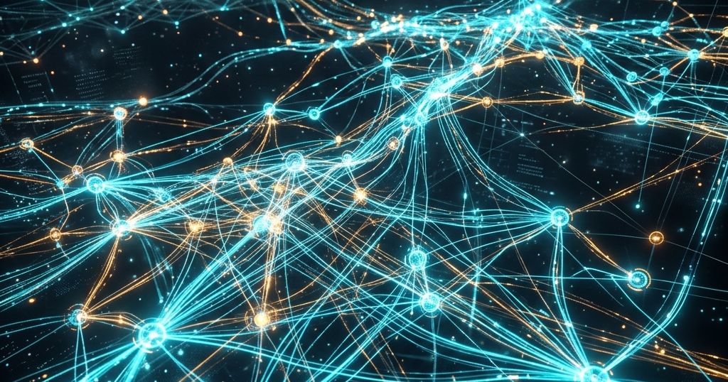Diagrama conceptual de redes empresariales con nodos interconectados
