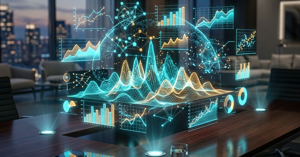 Ilustración de un dashboard de business intelligence con analítica de datos