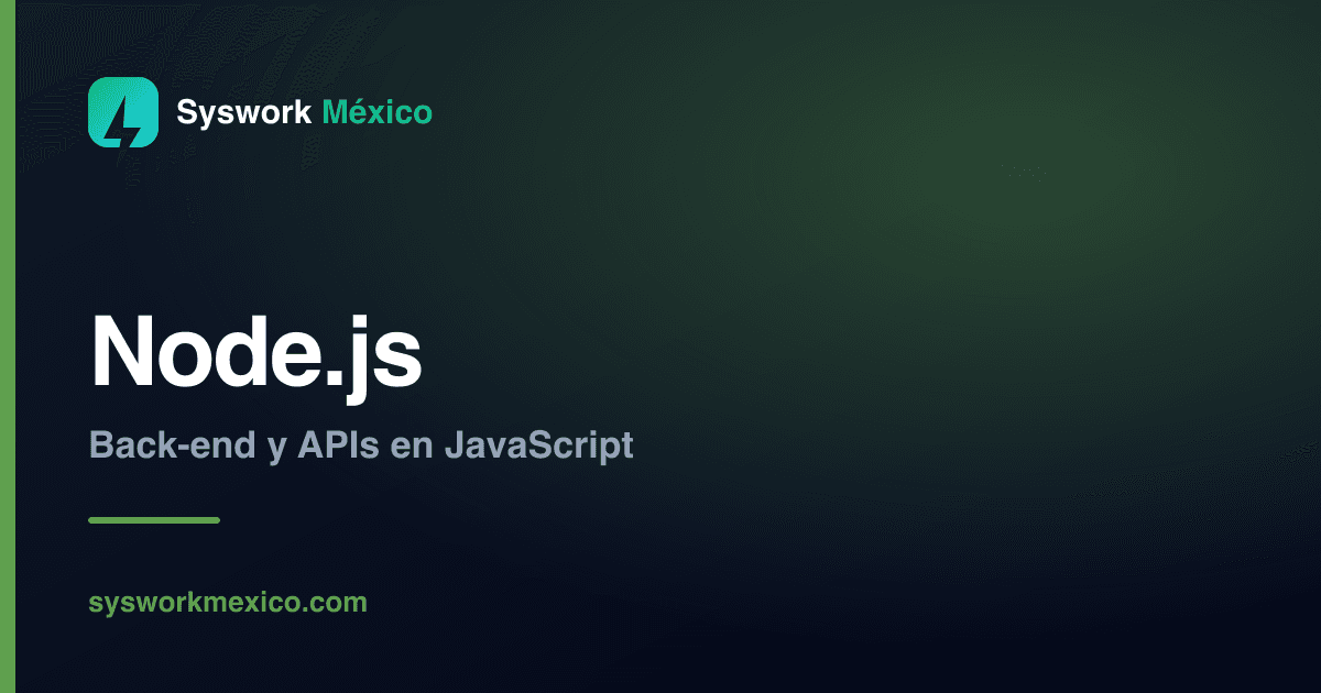 Ilustración conceptual de desarrollo de APIs y backend con Node.js