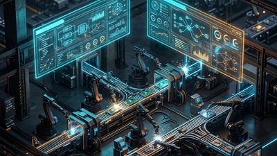 Ilustración de transformación digital con ERP y WMS en una planta de manufactura