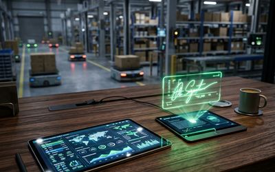 Ilustración de la digitalización del departamento de compras en una empresa