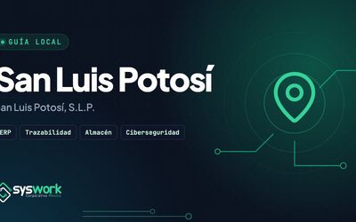 Ilustración de la guía local de tecnología para empresas en San Luis Potosí: pin de ubicación con trazos de circuito en verde esmeralda