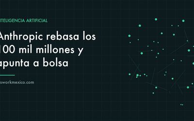 Gráfica de crecimiento de ingresos de una empresa de inteligencia artificial en una pantalla de oficina