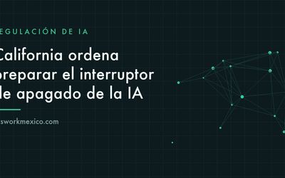 Sala de control con un panel de supervisión de sistemas de inteligencia artificial y un mando de apagado