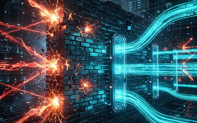 Ilustración conceptual de un firewall UFW protegiendo un servidor Linux