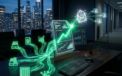 Reporte ejecutivo generándose automáticamente con gráficas y tendencias detectadas por IA
