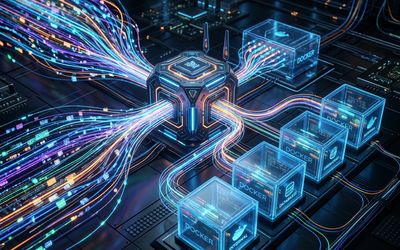 Ilustración de Traefik como reverse proxy enrutando tráfico a contenedores Docker