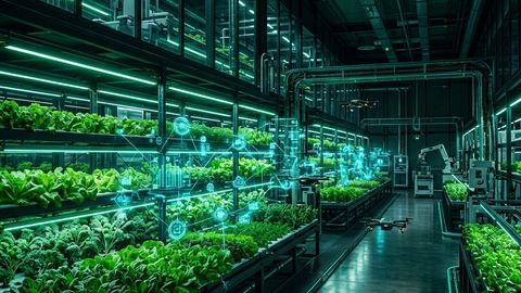 Ilustración de tecnología para agroindustria con trazabilidad de campo a mesa