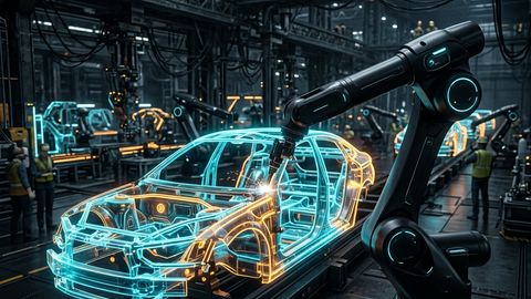 Ilustración de tecnología para la industria automotriz con trazabilidad de componentes