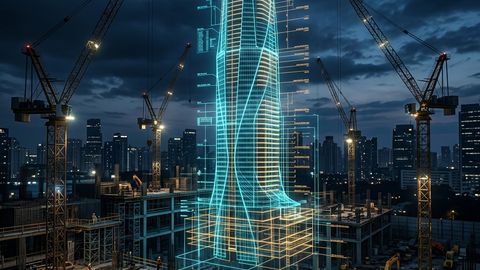 Ilustración de tecnología para construcción con control de costos por obra