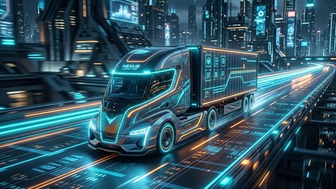 Ilustración de logística y transporte con rutas optimizadas y visibilidad de flotillas