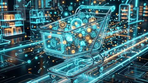 Ilustración de retail y comercio omnicanal con inventario y ventas unificados