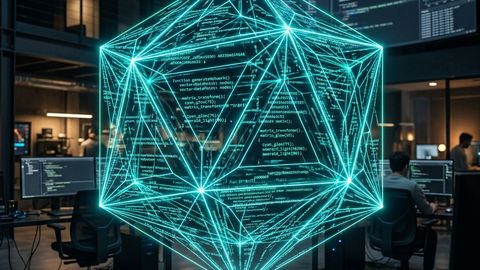 Ilustración de desarrollo de software a medida con APIs e integraciones