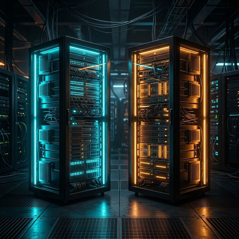 Ilustración comparativa de los sistemas operativos Linux y Windows Server