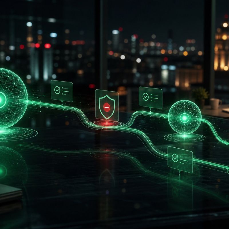 Un modelo de inteligencia artificial mostrando una barrera de seguridad ante una petición mientras un proceso alterno toma el relevo
