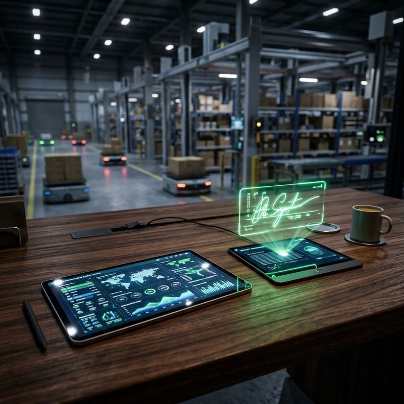 Ilustración de la digitalización del departamento de compras en una empresa