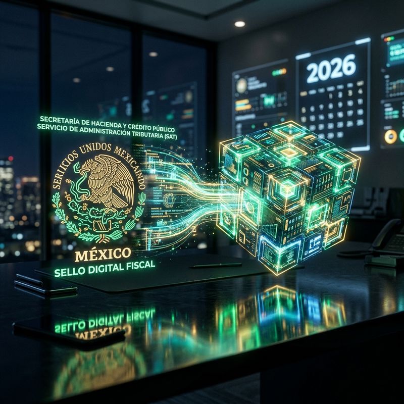 Ilustración conceptual de los cambios en la facturación electrónica del SAT para 2026
