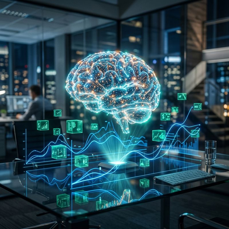 Ilustración conceptual de aplicaciones reales de IA en la empresa