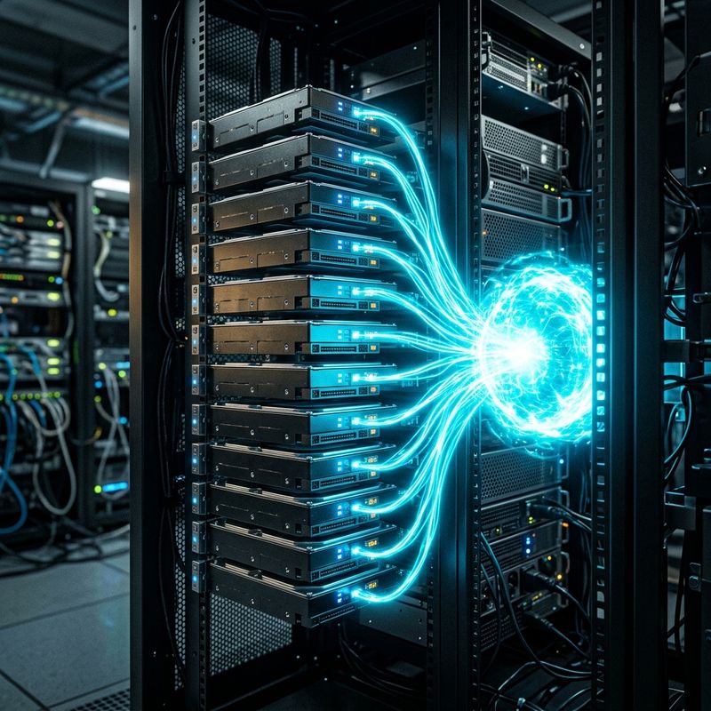 Ilustración de un arreglo RAID por software con discos en un servidor Linux