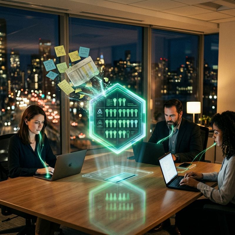 Bóveda digital de contraseñas protegiendo los accesos compartidos de un equipo de trabajo